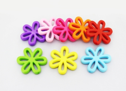 OPAQUE PLASTIC BEADS - FLOWER CONTOUR - 31x4.5mm MIX - PACKAGE 500g Hole-1.8mm (240pcs.)