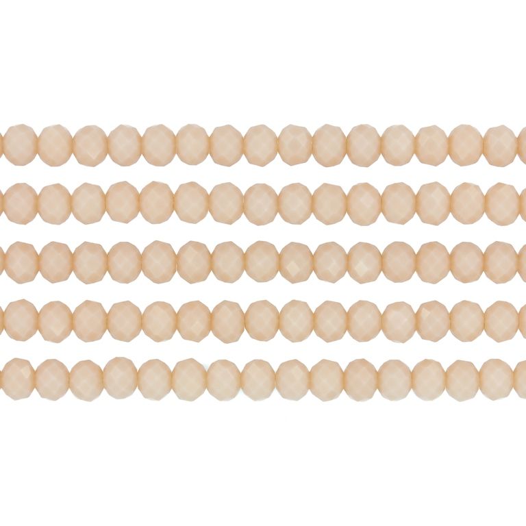 СТЪКЛЕНИ МЪНИСТА - КРИСТАЛИ - 6х5мм - ПЛЪТНИ - КРЕМАВО 051 - НАНИЗ (88 бр.) Отвор-1.2мм