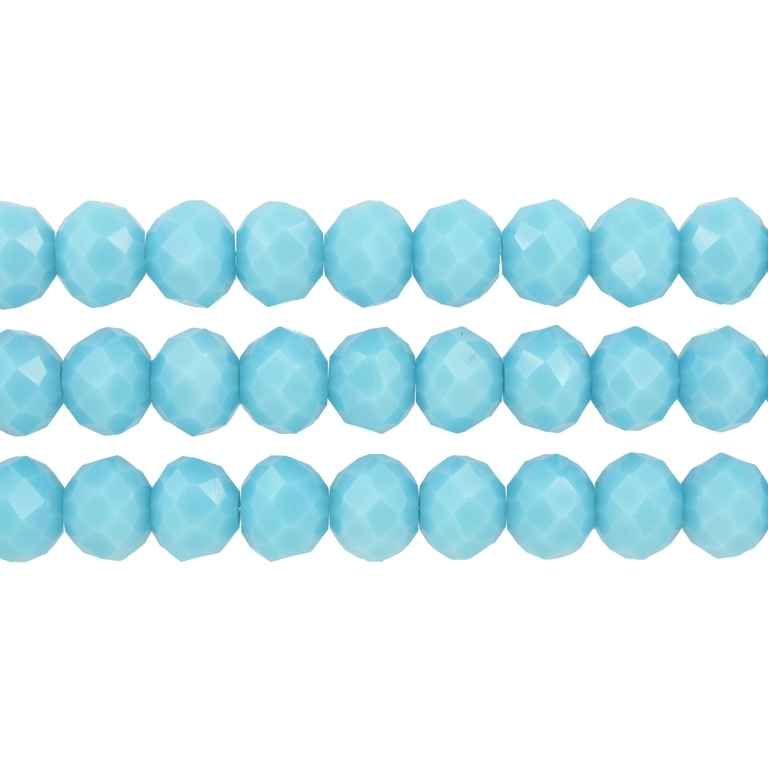 GLASS BEADS - FACETED RONDELLE CRYSTALS - 10x8mm - OPAQUE - TURQUOISE BLUE 054A - PACKAGE (3x70pcs.) Hole-1.5mm