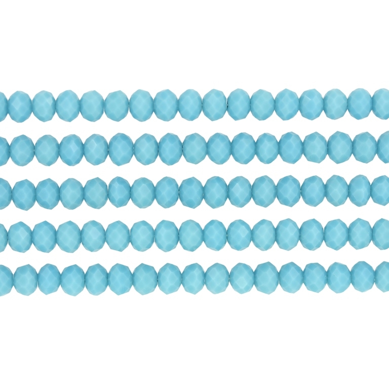 СТЪКЛЕНИ МЪНИСТА - КРИСТАЛИ - 6х5мм - ПЛЪТНИ - ТЮРКОАЗ СИН 054А - НАНИЗ (88 бр.) Отвор-1.2мм
