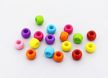 OPAQUE PLASTIC BEADS - CYLINDER 01 - 6x8mm MIX - PACKAGE 500g Hole-4.0mm (1950pcs.)