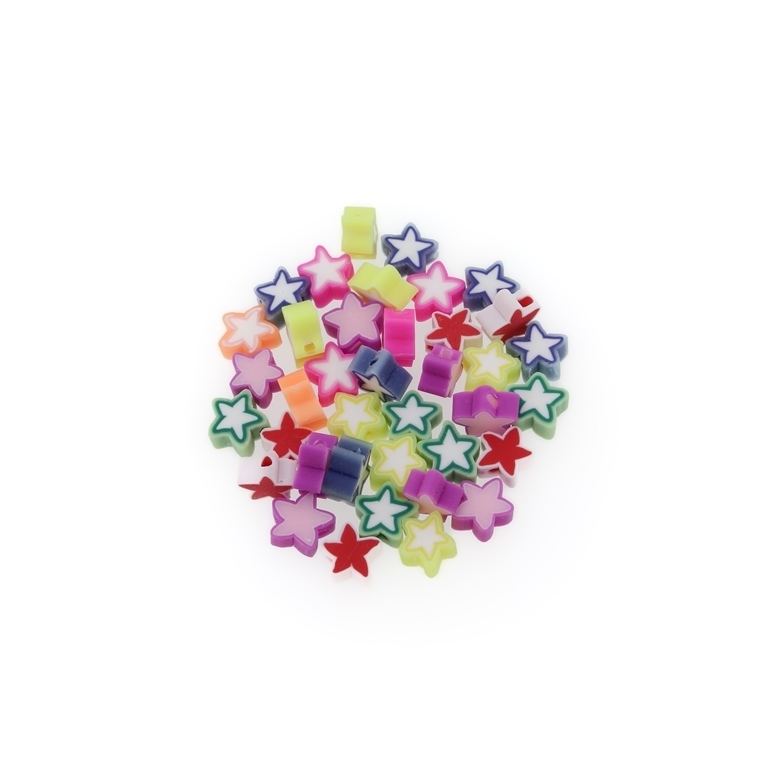 POLYMER CLAY FIMO BEADS - STARS MIX 01 - 7x10mm MIX - 50pcs. Hole-1.6mm