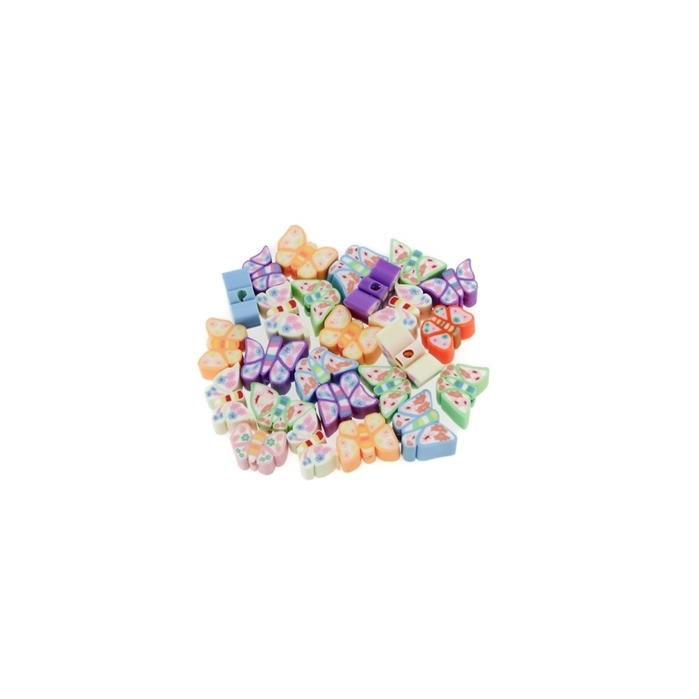 POLYMER CLAY FIMO BEADS - BUTTERFLIES MIX 01 - 9-11mm MIX - 50pcs. Hole-1.6mm