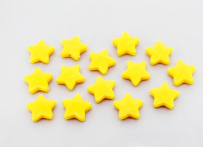 OPAQUE PLASTIC BEADS - STAR 03 FACETED - 13х14х4.5mm YELLOW (DARK) ВА67 - 50g Hole-1.5mm (117pcs.)