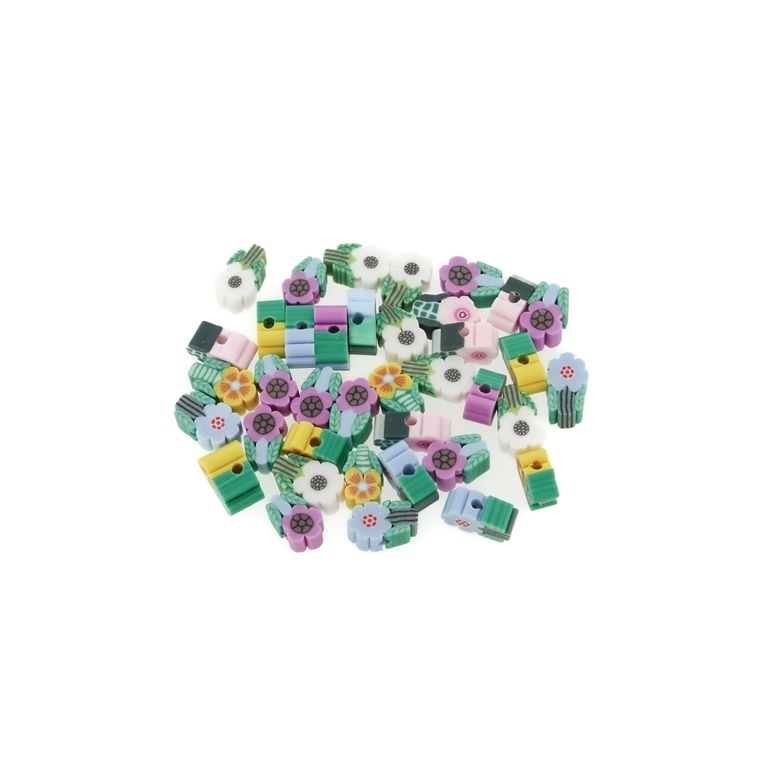 POLYMER CLAY FIMO BEADS - FLOWERS MIX 04 - 6x10mm MIX - PACKAGE 1000pcs. Hole-1.6mm