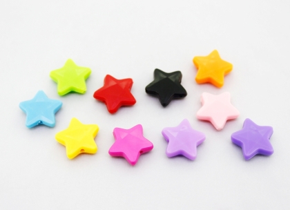 OPAQUE PLASTIC BEADS - STAR 03 FACETED - 13х14х4.5mm MIX - PACKAGE 500g Hole-1.5mm (1170pcs.)