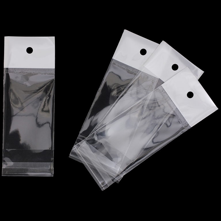 PACKAGING - CELLOPHANE BAG WITH WHITE POST - 5.5x8+4cm (40µ) - 200pcs.