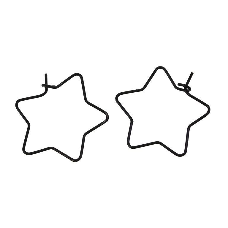 METAL ELEMENTS - CHANDELIER EARRINGS - WIRE - STAR - 25mm BLACK - 30pcs.