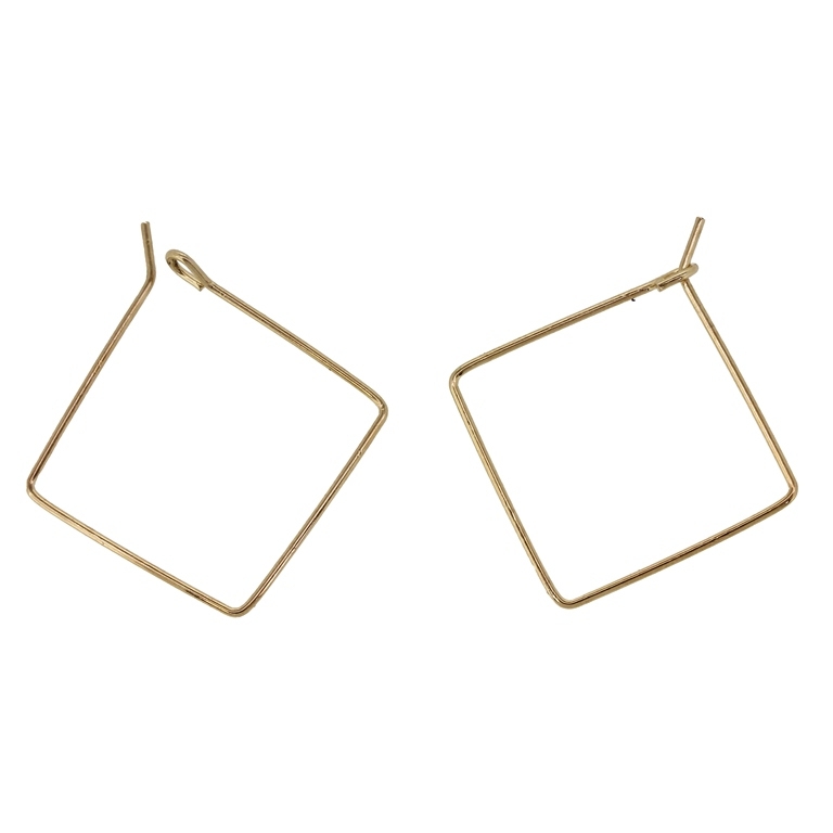 METAL ELEMENTS - CHANDELIER EARRINGS - WIRE - SQUARE - 20mm GOLD COLOR-PINK (DARK) - PACKAGE 300pcs.