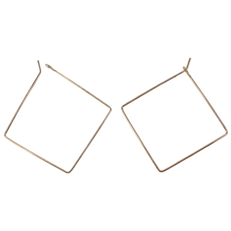 METAL ELEMENTS - CHANDELIER EARRINGS - WIRE - SQUARE - 30mm GOLD COLOR-PINK - 20pcs.