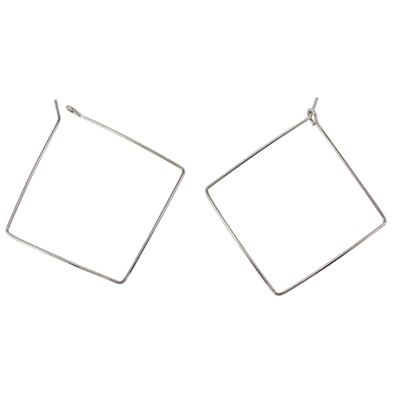 METAL ELEMENTS - CHANDELIER EARRINGS - WIRE - SQUARE - 30mm NICKEL COLOR - 20pcs.