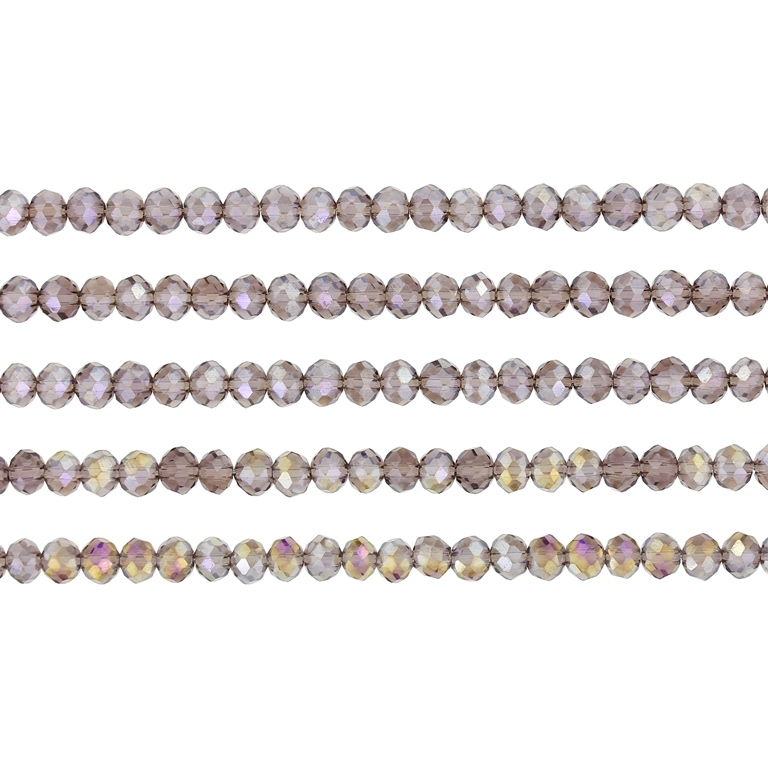 GLASS BEADS - FACETED RONDELLE CRYSTALS - 4x3mm - АВ TRANSPARENT - GRAY 018AB - PACKAGE (5x128pcs.) Hole-1.0mm