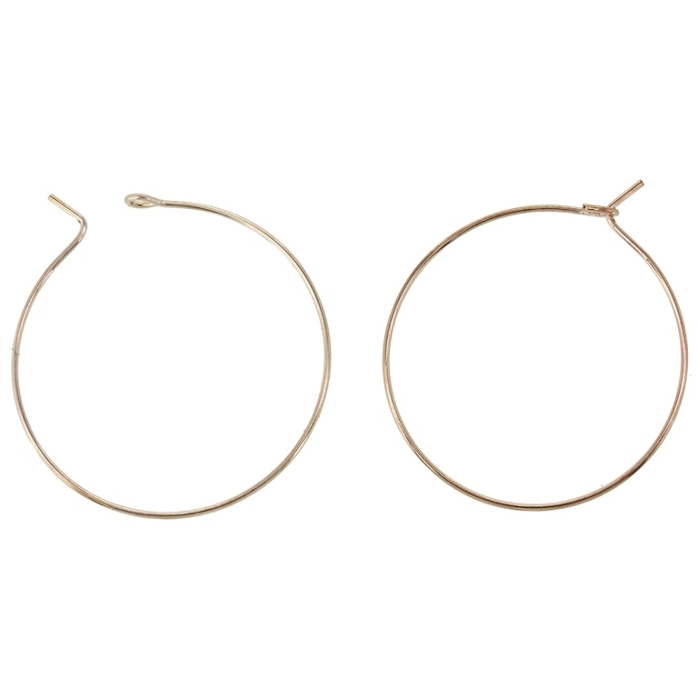 METAL ELEMENTS - CHANDELIER EARRINGS - WIRE - ROUND 02 - 30mm GOLD COLOR-PINK - 20pcs.