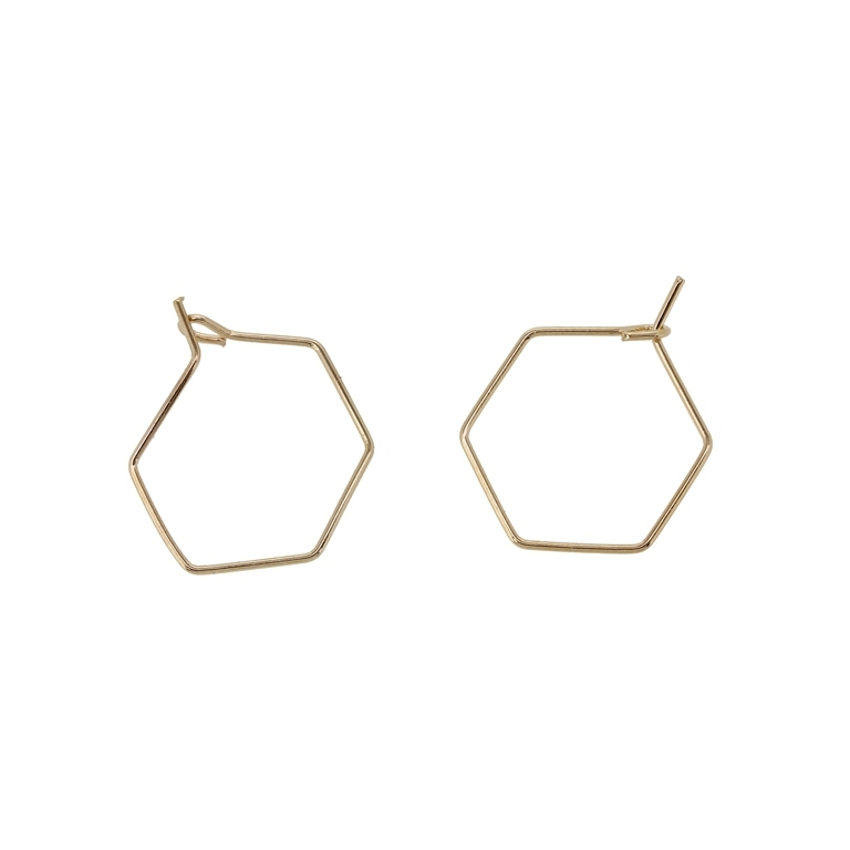 METAL ELEMENTS - CHANDELIER EARRINGS - WIRE - HEXAGON - 18mm GOLD COLOR-PINK - PACKAGE 300pcs.