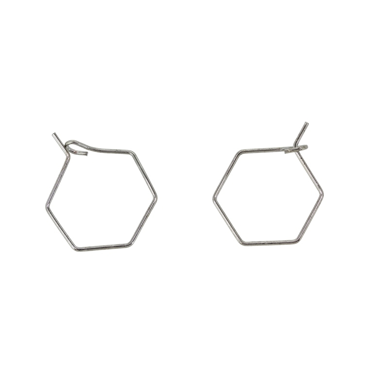 METAL ELEMENTS - CHANDELIER EARRINGS - WIRE - HEXAGON - 18mm NICKEL COLOR - 30pcs.