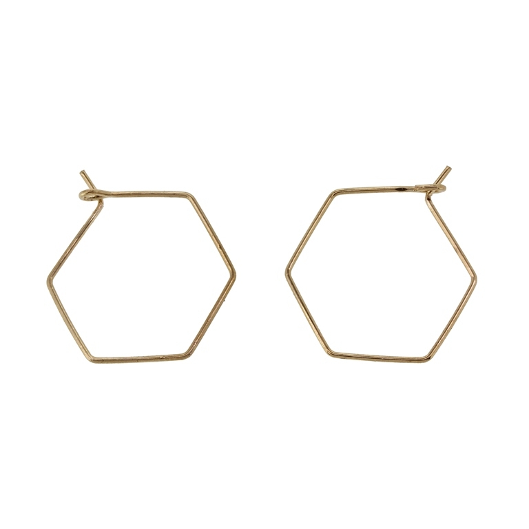 METAL ELEMENTS - CHANDELIER EARRINGS - WIRE - HEXAGON - 22mm GOLD COLOR - 30pcs.