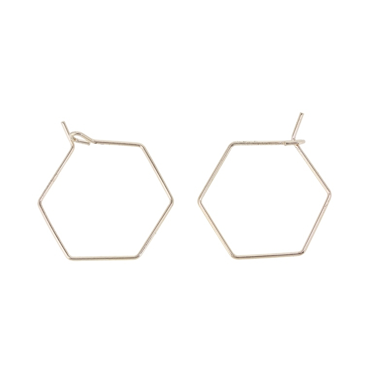 METAL ELEMENTS - CHANDELIER EARRINGS - WIRE - HEXAGON - 22mm GOLD COLOR-PINK (LIGHT) - 30pcs.