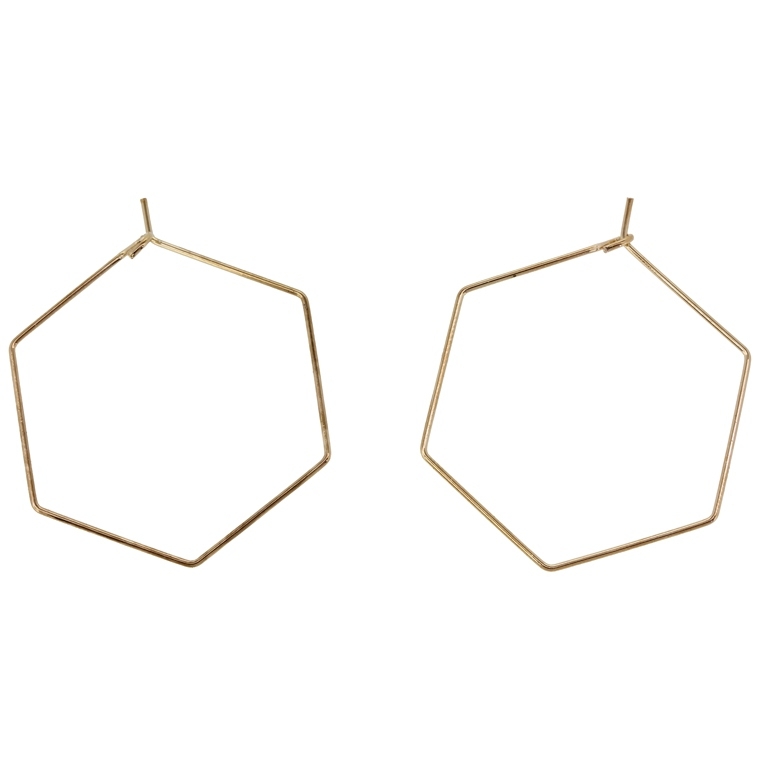 METAL ELEMENTS - CHANDELIER EARRINGS - WIRE - HEXAGON - 34mm GOLD COLOR-PINK - 20pcs.