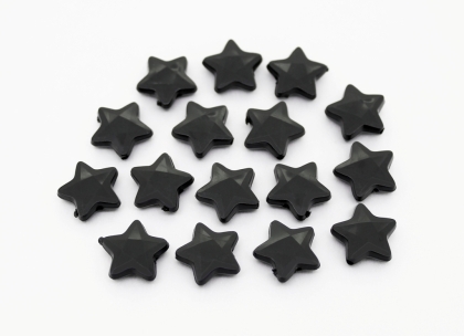 OPAQUE PLASTIC BEADS - STAR 03 FACETED - 13х14х4.5mm BLACK ВА01 - PACKAGE 500g Hole-1.5mm (1170pcs.)