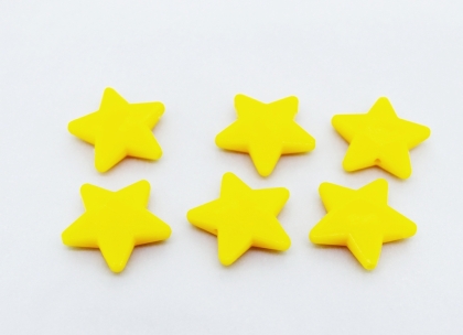 OPAQUE PLASTIC BEADS - STAR 03 FACETED - 21х22х5mm YELLOW (DARK) ВА67 - PACKAGE 500g Hole-1.8mm (460pcs.)