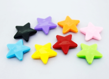 OPAQUE PLASTIC BEADS - STAR 03 FACETED - 21х22х5mm MIX - PACKAGE 500g Hole-1.8mm (460pcs.)