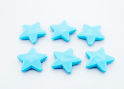 OPAQUE PLASTIC BEADS - STAR 03 FACETED - 21х22х5mm TURQUOISE BLUE ВА13 - PACKAGE 500g Hole-1.8mm (460pcs.)