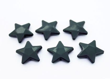 OPAQUE PLASTIC BEADS - STAR 03 FACETED - 21х22х5mm BLACK ВА01 - PACKAGE 500g Hole-1.8mm (460pcs.)