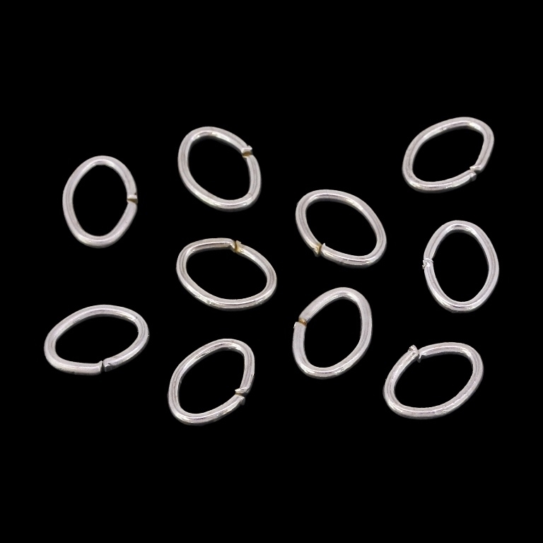 METAL ELEMENTS - JUMP RINGS - OVAL - 0.8x7x5mm NICKEL COLOR - 50g (633pcs.)