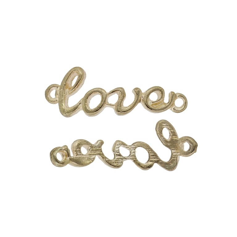 METAL BEADS - CONNECTING ELEMENT - 2 RINGS - LOVE 04 - 10x29x2mm GOLD - SECOND-RATE - PACKAGE 50pcs. Hole-1.6mm