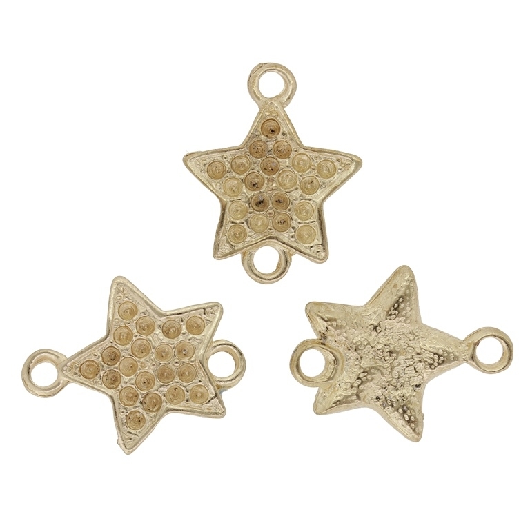 METAL BEADS - CONNECTING ELEMENT - 2 RINGS - STAR 14 - 18x22x2mm GOLD - SECOND-RATE - PACKAGE 50pcs. Hole-2.4mm