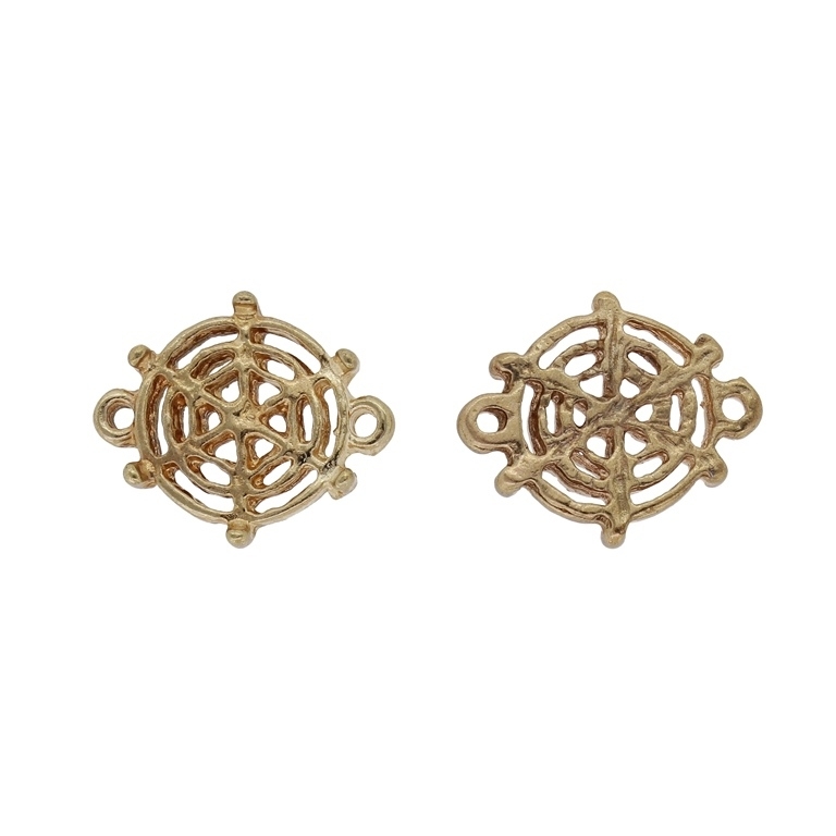 METAL BEADS - CONNECTING ELEMENT - 2 RINGS - WEB 01 - 14x17x2mm GOLD (DARK) - SECOND-RATE - PACKAGE 50pcs. Hole-1.4mm