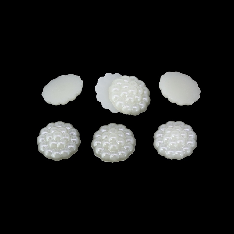 ADHESIVE BEADS - PLASTIC PEARLS - RASPBERRY - 13x4mm ECRU 71 - 20g (78pcs.)