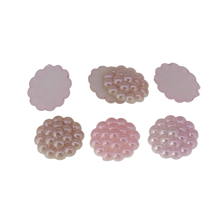 ADHESIVE BEADS - PLASTIC PEARLS - RASPBERRY - 13x4mm MIX 69 - PACKAGE 250g (780pcs.)