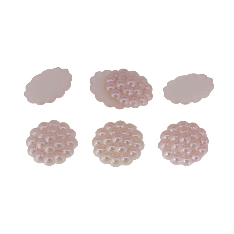 ADHESIVE BEADS - PLASTIC PEARLS - RASPBERRY - 13x4mm ROSE DUST (LIGHT) 74 - 20g (78pcs.)