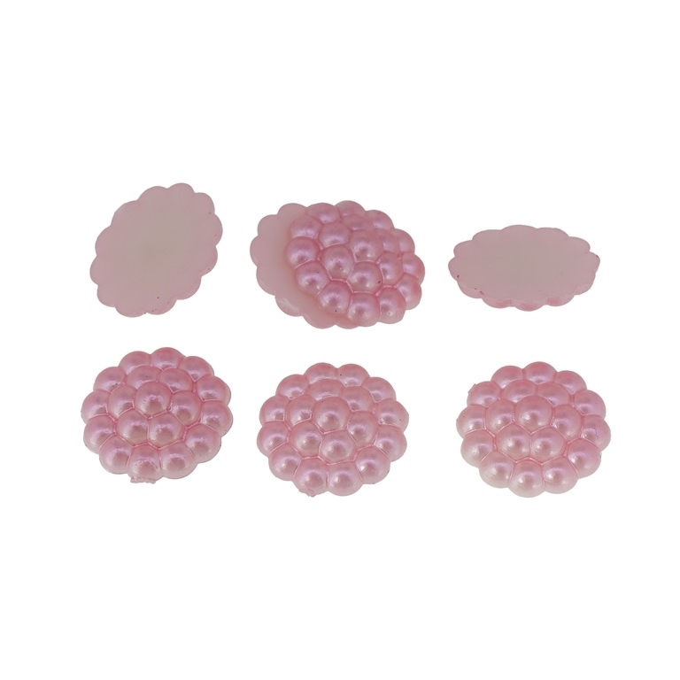 ADHESIVE BEADS - PLASTIC PEARLS - RASPBERRY - 13x4mm PINK (LIGHT) 73 - 20g (78pcs.)