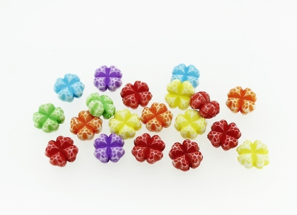 COLOR WASHED PLASTIC BEADS - CLOVER - 11x6mm MIX - PACKAGE 500g Hole-1.8mm (1000pcs.)