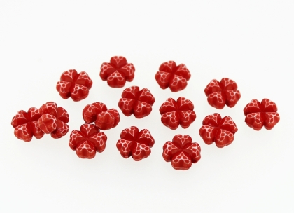 COLOR WASHED PLASTIC BEADS - CLOVER - 11x6mm RED - PACKAGE 500g Hole-1.8mm (1000pcs.)