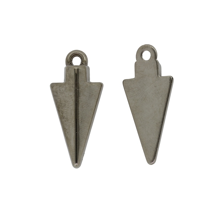 METAL PLATED PLASTIC / CCB PENDANTS - ARROW TIP 01 - 15x33x5mm NICKEL - PACKAGE 500g Hole-2.6mm (518pcs.)