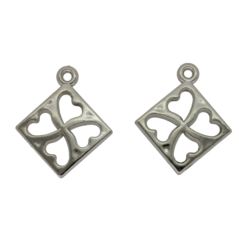 METAL PLATED PLASTIC / CCB PENDANTS - CLOVER 03 - 28x32x4mm NICKEL - PACKAGE 250g Hole-2.2mm (254pcs.)