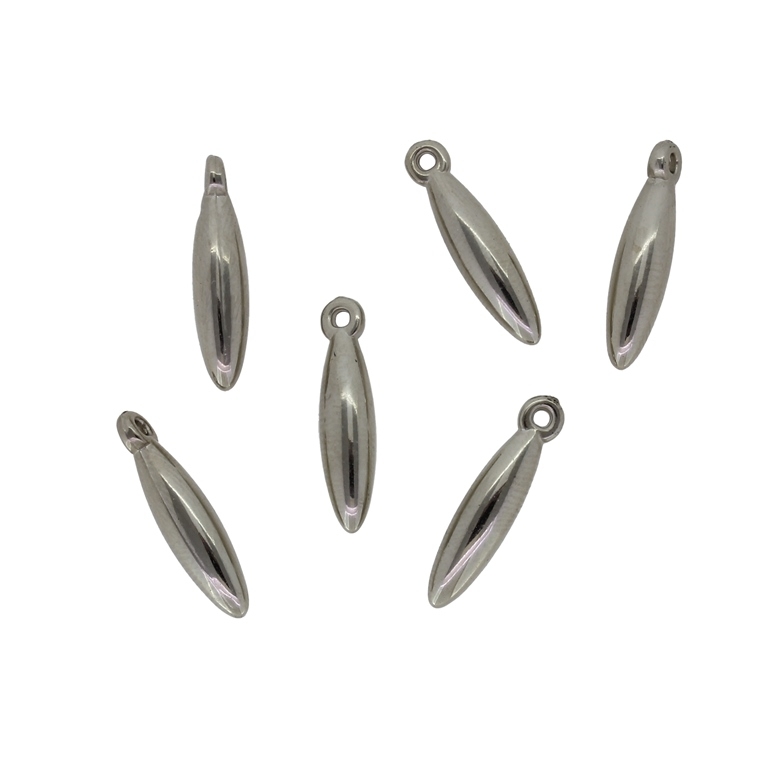 METAL PLATED PLASTIC / CCB PENDANTS - ELLIPSE 04 - 4x19mm NICKEL - PACKAGE 500g Hole-1.3mm (2630pcs.)