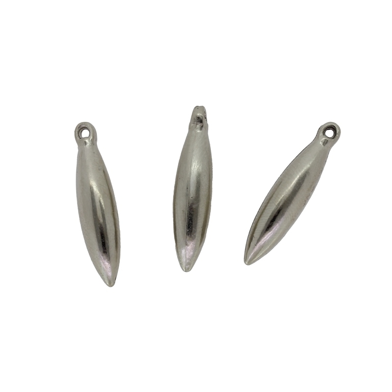 METAL PLATED PLASTIC / CCB PENDANTS - ELLIPSE 04 - 6x26mm NICKEL - 50g Hole-1.3mm (101pcs.)