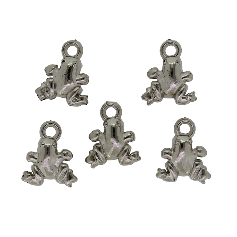 METAL PLATED PLASTIC / CCB PENDANTS - FROG 01 - 14x16x6mm NICKEL - PACKAGE 500g Hole-2.6mm (930pcs.)