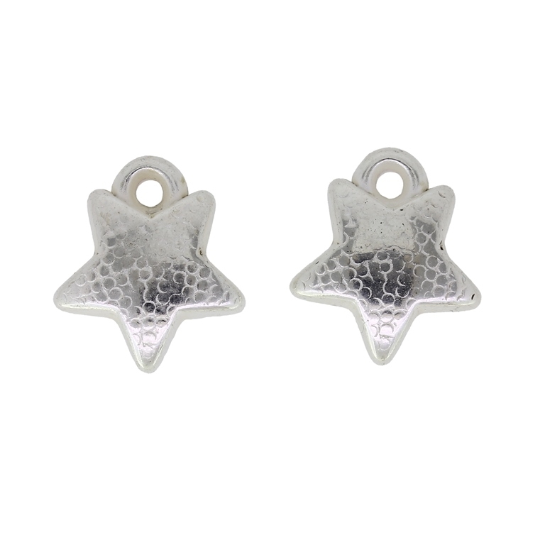 METAL PLATED PLASTIC / CCB PENDANTS - STAR 06 - 15x17x5mm SILVER - 50g Hole-2.0mm (79pcs.)