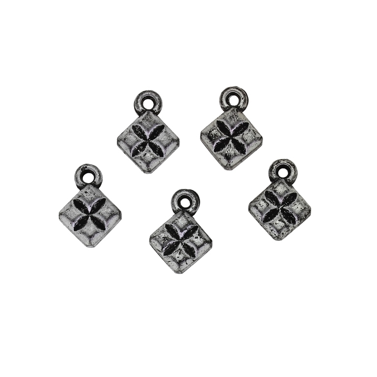 METAL PLATED PLASTIC / CCB PENDANTS - SQUARE 01 - 10x13x4mm NICKEL - PACKAGE 500g Hole-1.4mm (2117pcs.)