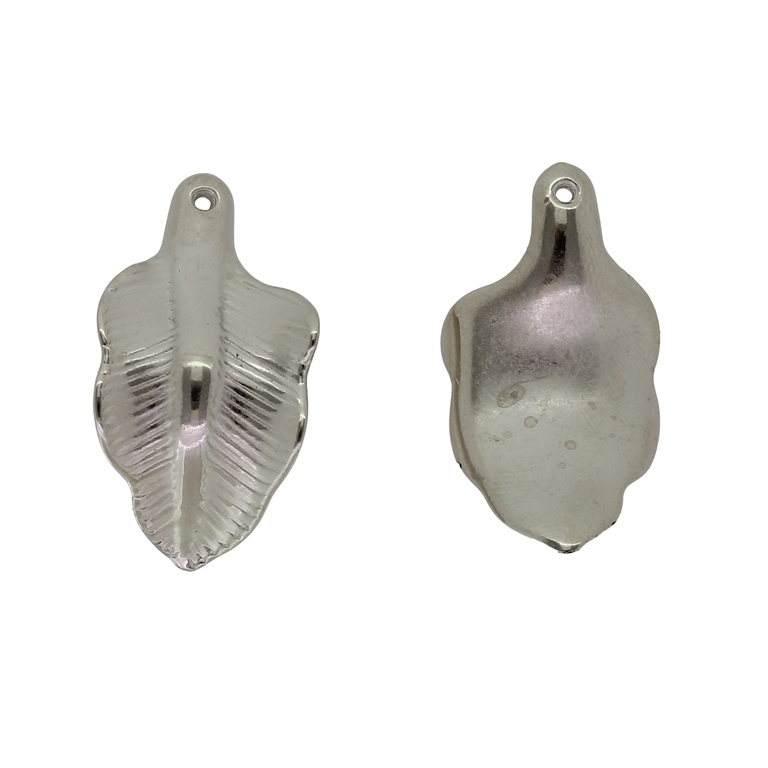 METAL PLATED PLASTIC / CCB PENDANTS - LEAF 03 - 17x30x1.5mm SILVER - 50g Hole-1.4mm (78pcs.)