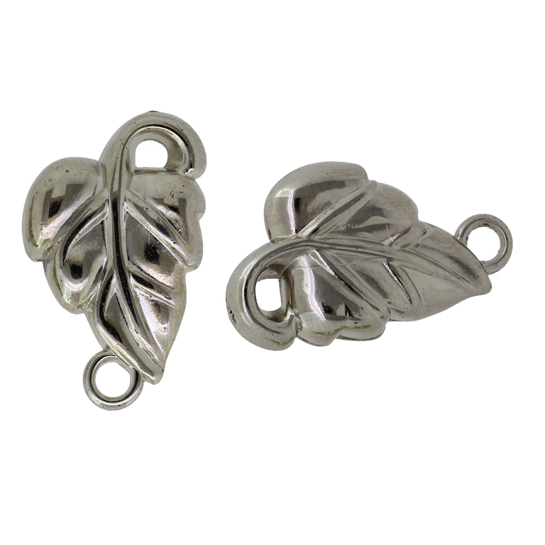 METAL PLATED PLASTIC / CCB PENDANTS - LEAF 05 - 14x23mm NICKEL - 50g Hole-2.6mm (53pcs.)