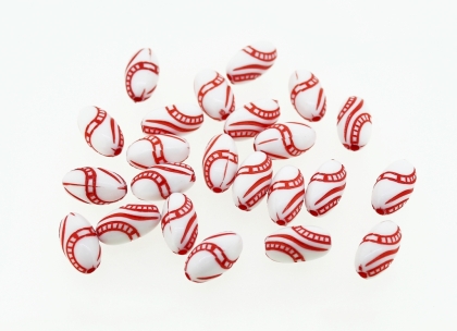 COLOR WASHED PLASTIC BEADS - ELLIPSE STAIRCASE - 13x7mm RED - PACKAGE 500g Hole-1.8mm (1150pcs.)