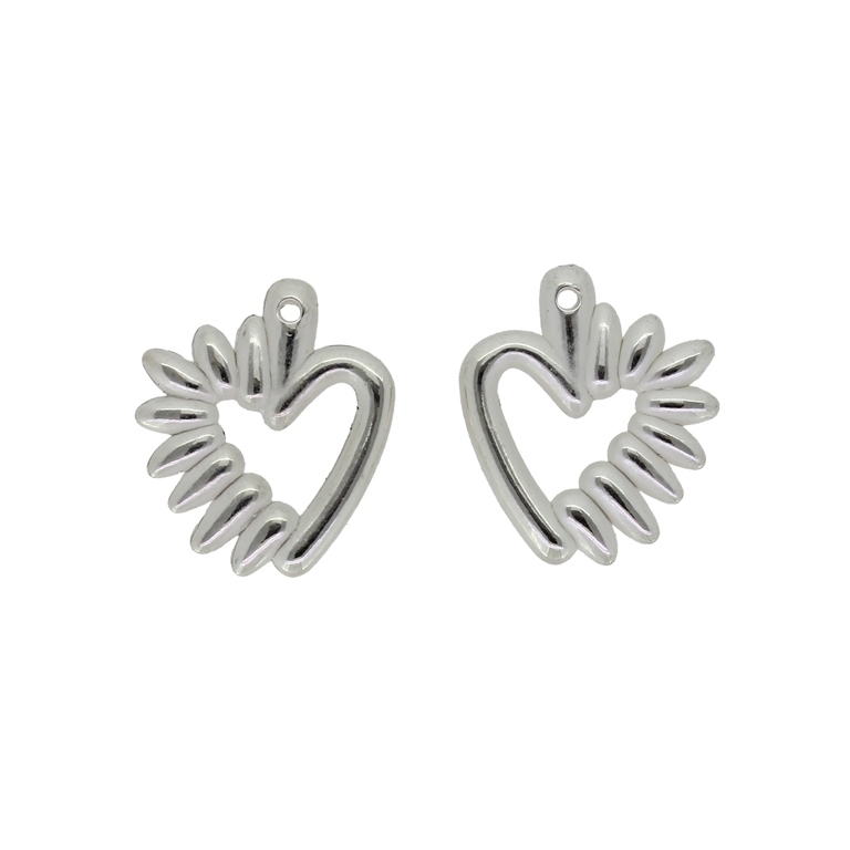 METAL PLATED PLASTIC / CCB PENDANTS - HEART 09 - 18x21x2mm SILVER - 50g Hole-1.6mm (124pcs.)