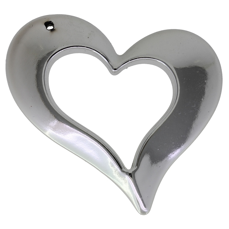 METAL PLATED PLASTIC / CCB PENDANTS - HEART 12 CONTOUR - 47x58x6mm SILVER - 50g Hole-1.6mm (8pcs.)