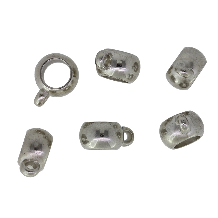 METAL PLATED PLASTIC / CCB PENDANTS - CYLINDER WITH HOLE 6.5 mm - 10x6mm NICKEL - 50g Hole-2.0mm (170pcs.)